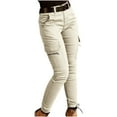thumbnail image 1 of Ecqkame Women's Fashion Casual Trousers Low Waisted Solid Color Straight Leg Pants Zipper Button with Pockets Beige M, 1 of 5