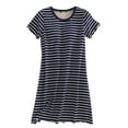 thumbnail image 1 of Ecqkame Women's Fashion Nightgown Striped Short-Sleeved Round Neck Home Pajama Dress Thin Loose Soft Long Nightdress 01-Blue L, 1 of 3