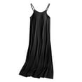 thumbnail image 1 of Ecqkame Women's Fashion Suspenders Nightgown Solid Color Sleeveless Thin Home Pajama Pleated Hem Loose Nightdress 04-Black M, 1 of 7