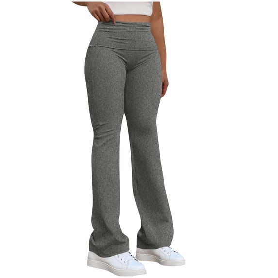 Ecqkame Women's Flare Sweatpants Casual Loose Elastic Waist Drawstring Solid Color Pants Jogger Workout Sports Pant Dark Gray S