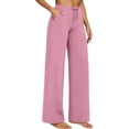 thumbnail image 1 of Ecqkame Women's Fleece Lined Yoga Pants Wide Leg Drawstring Waist Warm Sports Trousers Casual Loose Workout Leggings with Pockets Pink S, 1 of 9