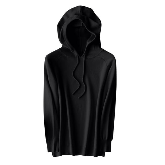 Ecqkame Women's Hoodie Pullover Knit Sweater Casual Long Sleeve Solid Color Slim Sweatshirt Fall Sweaters for Women 2024 Black L