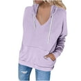 thumbnail image 1 of Ecqkame Women's Hoodies Casual Loose Hooded Sweatshirt Women's Casual Color Hooded Pocket Long Sleeved Sweater Jacket Light Purple XXXL, 1 of 5