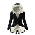 thumbnail image 1 of Ecqkame Women's Jacket Warm Winter Sherpa Lined Faux Fuzzy Hooded Coat Thick Mid Long Safari Parka Coat Black 2XL, 1 of 5
