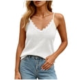 thumbnail image 1 of Ecqkame Women's Lace Trim Camisole V Neck Sleeveless Adjustable Spaghetti Strap Tank Tops Solid Color Textured Breathable Blouse White XXL, 1 of 9