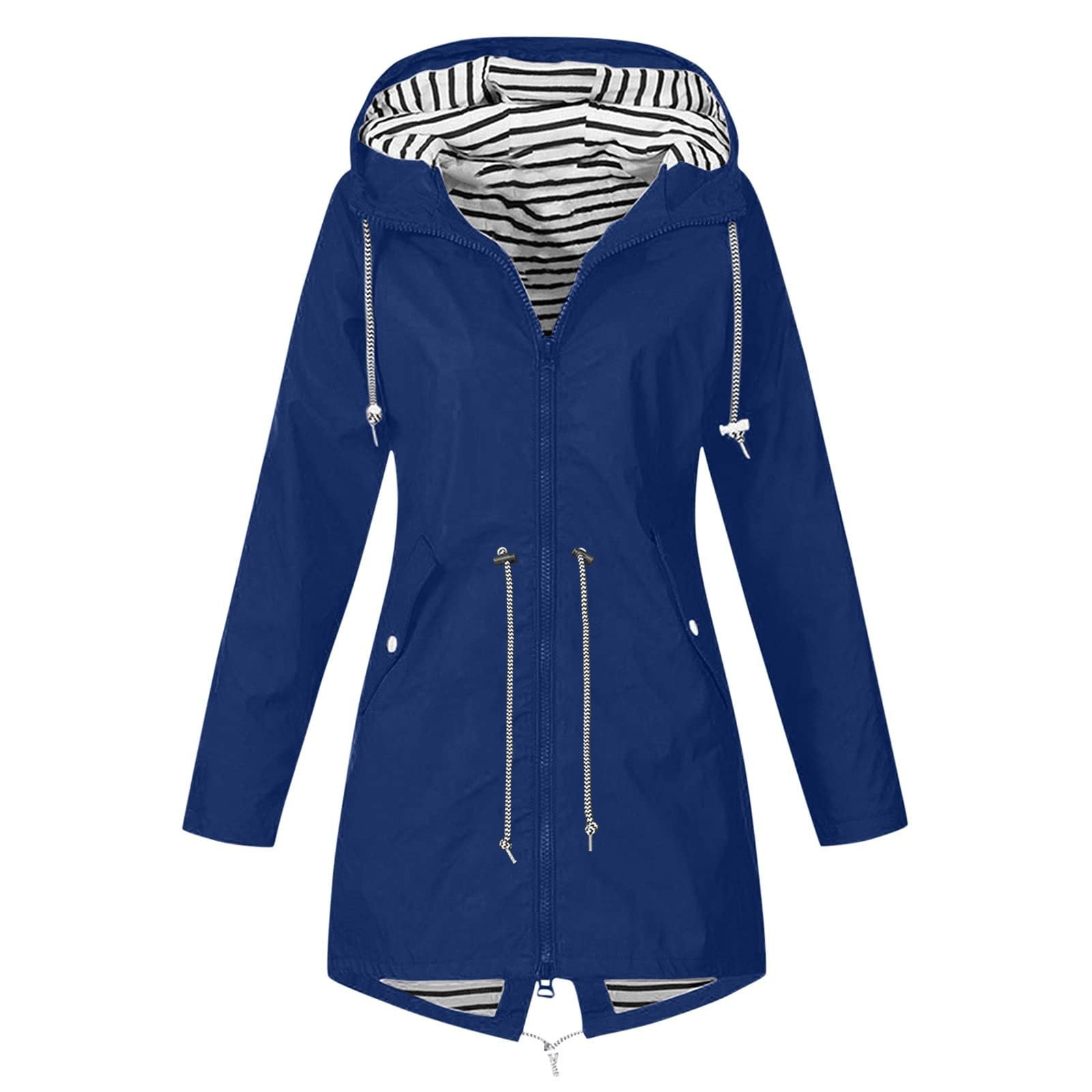 Womens Oversized Long Raincoat Water-Repellent With Side Pockets For All Weather Style