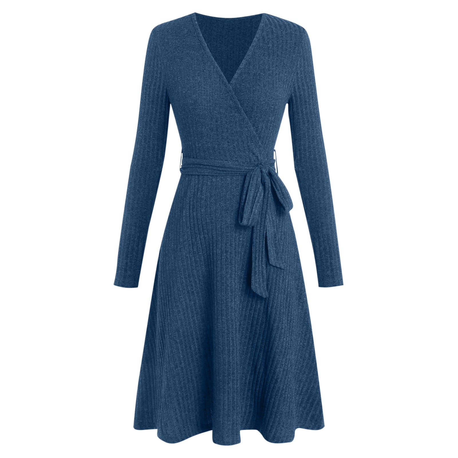 Oversized blue Sweater dresses Largo high neck tunic fall knit dresses