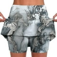 thumbnail image 1 of Ecqkame Women's New Floral Print Skorts Elastic Waist Athletic Skorts Knee Length Tennis Bottoming Skirt Pants Gray M, 1 of 5