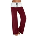 thumbnail image 1 of Ecqkame Women's Pants Loose Casual Printing Drawstring Comfortable Breathable Pants Wide Leg Pants Woman Wine S, 1 of 5