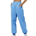 thumbnail image 1 of Ecqkame Women's Pants Plus Size Fleece Jogger Sweatpant Lightweight Hiking Work Pants Stretch Active Outdoor Jogging Trousers With Pockets Blue, 1 of 5