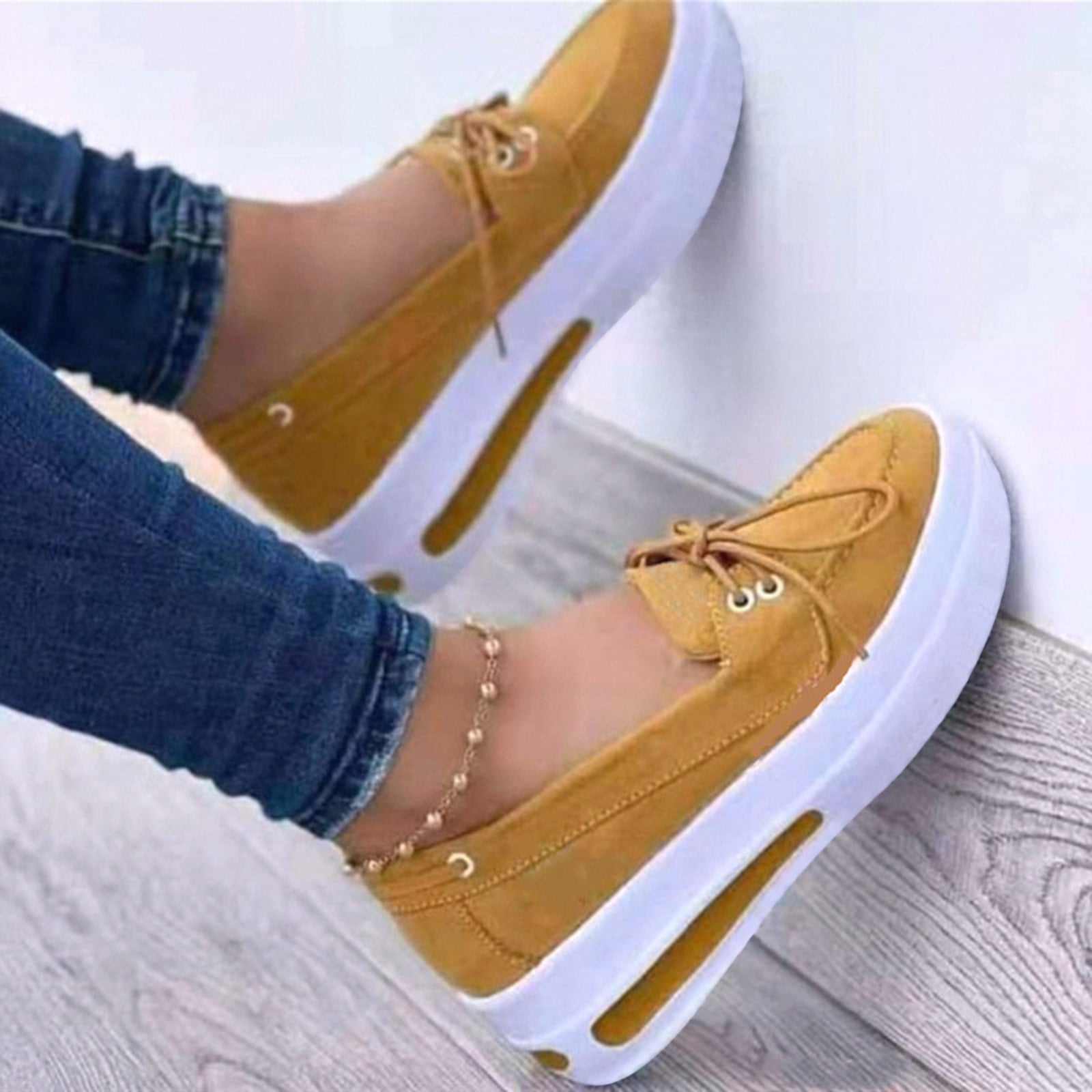 ilt forskellige Holde Ecqkame Women's Platform Sneakers Clearance Stylish Sneakers Women's Shoes  Easy To Put On And Take Off Low-top Platform Sandals Yellow 42 - Walmart.com