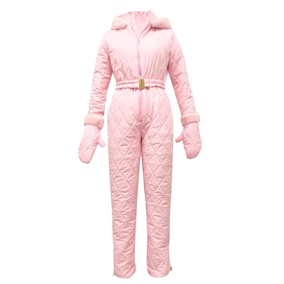 Ecqkame Women's Pullover Hoodies Jumpsuit Zipper Jacket Winter Fashion Casual Thick Hot Snowboard Skisuit Outdoor Sports Zipper Ski Suit 5XL