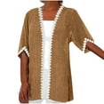 thumbnail image 1 of Ecqkame Women's Shrugs Boleros 3/4 Sleeve Draped Open Front Cardigan Top Casual Loose Lightweight Cardigans Coat Khaki XXXXXL, 1 of 5