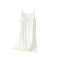 thumbnail image 1 of Ecqkame Women's Slip Nightgown Pleated Hem Lace Solid Color Princess Nightdress Round Neck Sleeveless Home Clothes White L, 1 of 3