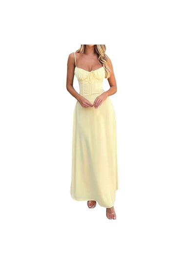 walmart yellow dress 4 Dresses I'm Loving A beautiful crochet tonal bodice highlights this dress from No Boundaries Affordable Summer Dresses ft. Walmart