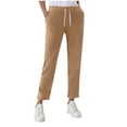 thumbnail image 1 of Ecqkame Women's Straight Leg Sweatpant Comfy Elastic Waist Drawstring Workout Pants Casual Loose Pant with Pockets Khaki XXXXL, 1 of 6