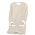 thumbnail image 1 of Ecqkame Women's Sweatshirt Plus Size Round Neck Pocket Thickened Plush Warm Comfy Long Sleeve Sweatshirt for Women Beige M on Clearance, 1 of 4