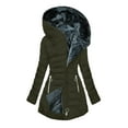 thumbnail image 1 of Ecqkame Women's Thicken Fleece Lined Parka Winter Coat Women's FALL And Winter Clothing, Solid Color Hooded Plush Cotton Army Green XL, 1 of 3