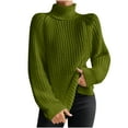 Ecqkame Women's Turtle Neck Pullove Sweaters Chunky Knit Long Sleeve
