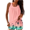 thumbnail image 1 of Ecqkame Women's Two Piece Tankini Swimsuit Sleeveless Tank Tops and Shorts Floral Print Bathing Suit Set with Chest Pad Pink L, 1 of 6
