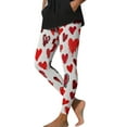 thumbnail image 1 of Ecqkame Women's Valentines Day Leggings Hearts Print Yoga Sports Fitness Pants Casual Hip Stretch Tight Pants Red M, 1 of 9
