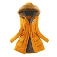 thumbnail image 1 of Ecqkame Women's Winter Thicken JacketWinter Womens Warm Coat Hooded Jacket Slim Winter Outwear Yellow XXXL, 1 of 4