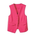 thumbnail image 1 of Ecqkame Women's formal Business Dress Suits Button Up Waistcoat Button Up Sleeveless V Neck Solid Color Jacket Hot Pink S on Clearance, 1 of 5