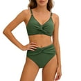 thumbnail image 1 of Ecqkame Womens Bikini Sets Two Piece Push-Up Beach Swimsuits Solid Color Adjustable Straps Fashion Bathing Suits Army Green L, 1 of 7