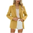 thumbnail image 1 of Ecqkame Womens Blazer Long Sleeve Turndown Collar Button Business Casual Office Suits Solid Color Lightweight Pocket Jackets Yellow M, 1 of 7