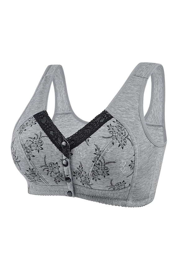 Womens Bras Plus Size Comfortable Lace Perspective Bra Wireless Everyday Seamless Bras Gray S