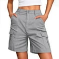 thumbnail image 1 of Ecqkame Womens Cargo Shorts Fashion High Waisted Solid Color Bermuda Shorts Summer Stretchy Shorts with Pockets Gray XXL, 1 of 8