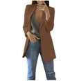 thumbnail image 1 of Ecqkame Womens Casual Work Office Open Front Blazer Jacket Solid Long Sleeve Office Coat Cardigans Jacket Tops with Pocketed Coffee M, 1 of 6