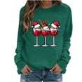 thumbnail image 1 of Ecqkame Womens Crew Neck Sweatshirts Christmas Print Long Sleeve Casual Loose Pullover Top Holiday Daily Comfy Fit Sweatshirt Army Green XL, 1 of 7