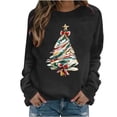 thumbnail image 1 of Ecqkame Womens Crew Neck Sweatshirts Christmas Print Long Sleeve Casual Loose Pullover Top Holiday Daily Comfy Fit Sweatshirt Black M, 1 of 6