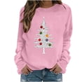 thumbnail image 1 of Ecqkame Womens Crew Neck Sweatshirts Christmas Print Long Sleeve Casual Loose Pullover Top Holiday Daily Comfy Fit Sweatshirt Pink XXL, 1 of 7