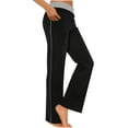 thumbnail image 1 of Ecqkame Womens Exercise Pants Lightweight High Waisted Yoga Pants with Pockets Casual Tummy Control Wide-Leg Sports Pants 02-Black 02-02-Black, 1 of 6