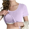 thumbnail image 1 of Ecqkame Womens Fashion Bottom Shirts Casual Solid Color Short Sleeve Crew Neck T-Shirt Tank Tops Tummy Control Tops with Chest Pad Purple XXL, 1 of 9