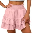 thumbnail image 1 of Ecqkame Womens Fashion Tennis Skorts Athletic High Waisted Sport Shorts Solid Color Pleated Hem Workout Skorts with Pockets 01-Pink M, 1 of 6