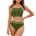 thumbnail image 1 of Ecqkame Womens High Waisted Bikini Sets 2 Piece Solid Color Twist Front Modest Swimsuit Tummy Control Beach Bathing Suits Army Green M, 1 of 8