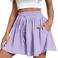 thumbnail image 1 of Ecqkame Womens Ice Silk Skorts Shorts Solid Color Drying High Waisted Drawstring Sports Shorts Loose Flowy Running Shorts with Pockets Purple M, 1 of 8