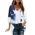 thumbnail image 1 of Ecqkame Womens Lightweight Cardigan Casual Floral Print Open Front 3/4 Sleeve Cover Up Summer Versatile Daily Shrugs Boleros Blue M, 1 of 5