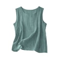 thumbnail image 1 of Ecqkame Womens Linen Tank Tops Round Neck Sleeveless Casual Loose Shirts Summer Lightweight Flowy Daily Solid Color Blouses Green XXXXXL, 1 of 4