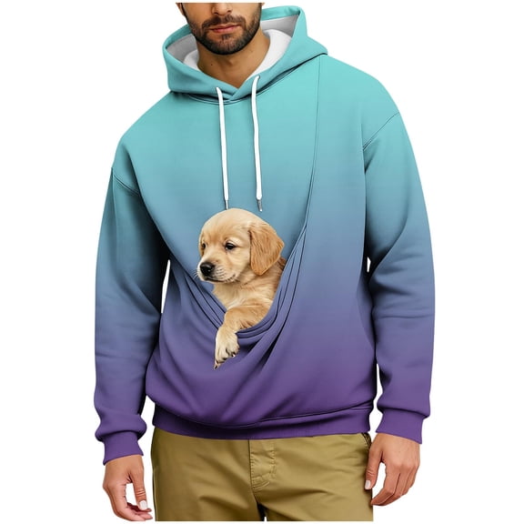 Ecqkame Womens Mans Casual Hoodies Pet Pouch Big Pockets Long Sleeve Sweatshirts Loose Comfortable Hooded Tops Purple XL