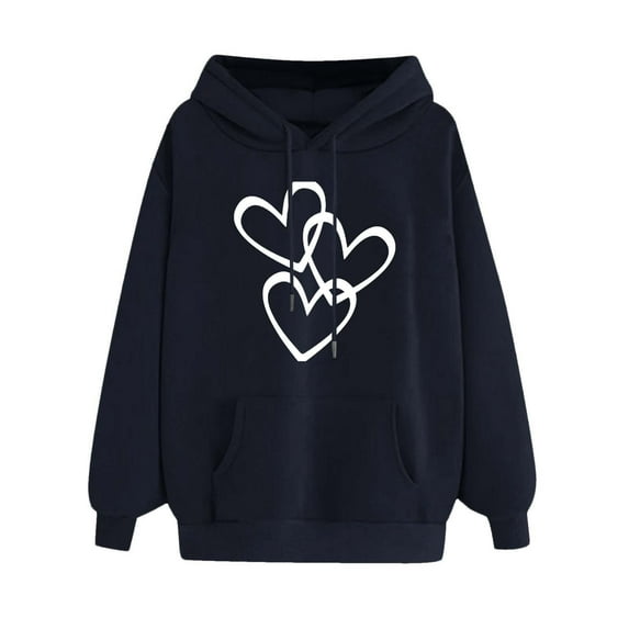Ecqkame Womens Oversized Hoodies Loose Casual Long Sleeve Printed Comfortable Pullover Sweatshirt for Women Black S