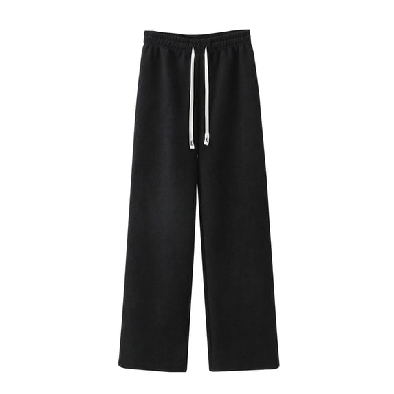 Ecqkame Womens Pajama Pants Soft Comfortable Lightweight Elastic Drawstring Pajama Bottoms Loose Wide Leg Lounge Pant with Pockets Black S