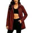 thumbnail image 1 of Ecqkame Womens Rain Jackets Waterproof Hooded Trench Mid Length Zip Up Coats Casual Windproof Outdoor Pocket Outerwear Red XXL, 1 of 9