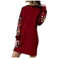 thumbnail image 1 of Ecqkame Womens Slim Fit Lightweight Hoodie Sweatshirt Women Winter Casual Long Sleeve Floral Embroidery Sweatshirt Dress Red XXL, 1 of 4