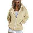 thumbnail image 1 of Ecqkame Womens Slim Fit Lightweight Zip Up Hoodie Clearance Fashion Women's Zipper V-Neck Pullover Tops Long Sleeve Hooded Blouse Sweatshirt Beige XL, 1 of 6