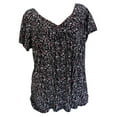 thumbnail image 1 of Ecqkame Womens Summer Shirts Clearance Women Plus Size Short Sleeves V-Neck Print Blouse Pullover Tops Shirt Black S, 1 of 5