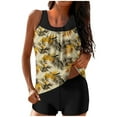 thumbnail image 1 of Ecqkame Womens Tank Bathing Suits Conservative Print Casual Tankini Set Two Piece Stretchy Summer Beach Swimsuits 02-Yellow S, 1 of 5